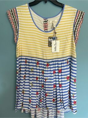 Matilda Jane Yellow & Blue Striped Floral Tunic